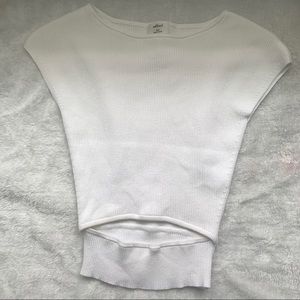 Aritzia Wilfred white cut out knit top